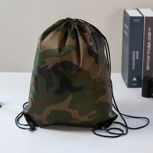 Camouflage Waterproof Drawstring Gym Bag Foldable Backpack Hiking Camping Pouch