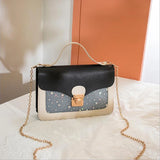 Chain PU Leather Crossbody Bag Lock Travel Handbag 5 Colors
