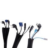 Neoprene Cable Management Sleeve Zipper Wrap Wire Hider Cover Organizer