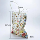 Mesh Embroidery Flowers Clear Shoulder Bag Eco Shopping Tote