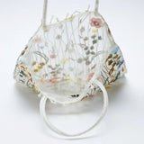 Mesh Embroidery Flowers Clear Shoulder Bag Eco Shopping Tote