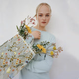 Summer Style Mesh Embroidered Flowers Clear Shoulder Bag