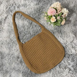 Women Hollow Woven Shoulder Bags Large Capacity Crochet Hobo Bag