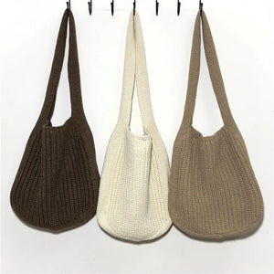 Women Hollow Woven Shoulder Bags Large Capacity Crochet Hobo Bag