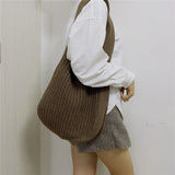 Women Hollow Woven Shoulder Bags Large Capacity Crochet Hobo Bag