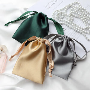 Silk Gift Bag Satin Drawstring Pouch Jewelry Cosmetic Makeup Cellphone Candy
