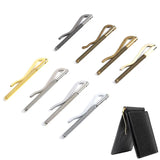 1Pc Metal Bifold Money Clip Bar Wallet Spring Clamp Cash Holder