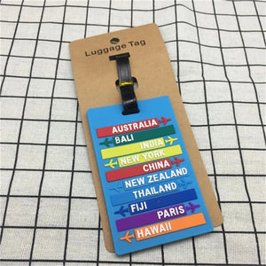 1Pc City Name PVC Luggage Tag Address Holder Baggage Label Identifier Travel