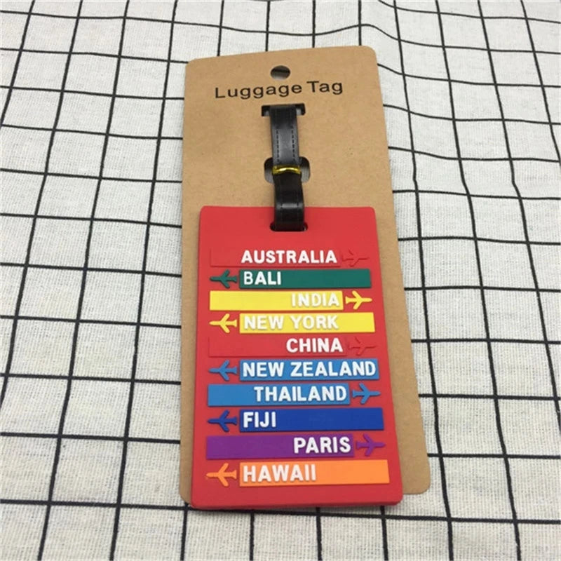 1Pc City Name PVC Luggage Tag Address Holder Baggage Label Identifier Travel