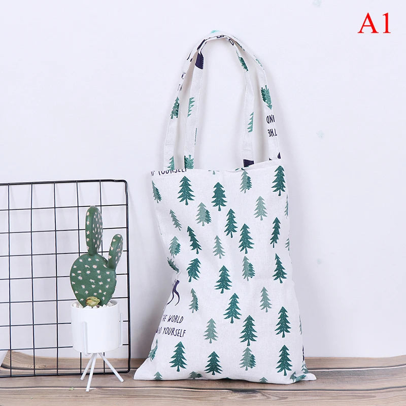 Pine Cactus Linen Bag Tote ECO Shopping Canvas Shoulder Bags