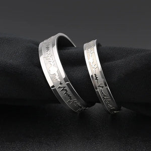 Classic Titanium Steel ECG Wave Heartbeat Ring Couple Wedding Rings Gift