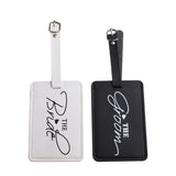 Set PU Leather Luggage Bag Tag Bride Groom Passport Case Cover for Couples