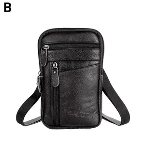 Men Leather Phone Pouch Belt Anti-theft Bag Shoulder Pack Crossbody Zipper Purse