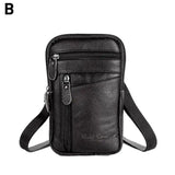 Men Leather Phone Pouch Belt Anti-theft Bag Shoulder Pack Crossbody Zipper Purse
