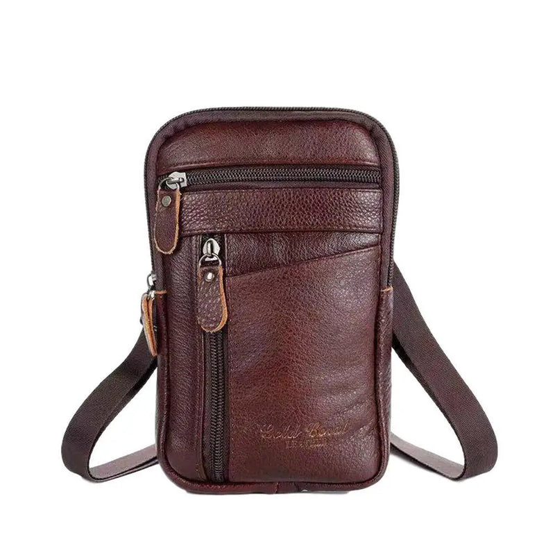 Men Leather Phone Pouch Belt Crossbody Waist Bag Purse Pack