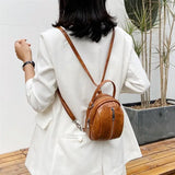 Vintage Soft Leather Backpack Shoulder Bag Travel Bag for Women