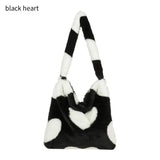 Women Fluffy Shoulder Bag Soft Plush Tote Shopping Bag