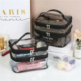 Transparent Double Layer Travel Cosmetic Bag Jelly Large Capacity
