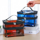 Transparent Double Layer Travel Cosmetic Bag Jelly Large Capacity