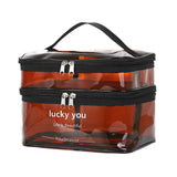 Transparent Double Layer Travel Cosmetic Bag Jelly Large Capacity