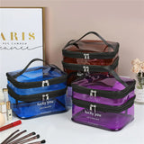 Transparent Double Layer Travel Cosmetic Bag Jelly Large Capacity