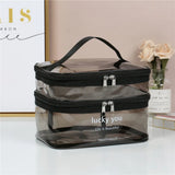 Transparent Double Layer Travel Cosmetic Bag Jelly Large Capacity