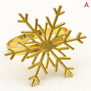 Christmas Snowflake Napkin Rings Table Decor Holder Button Napkin Ring