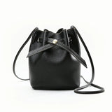 Small PU Lychee Crossbody Bucket Bag Women Casual Phone Handbag Purse