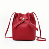 Small PU Lychee Crossbody Bucket Bag Women Casual Phone Handbag Purse