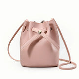 Small PU Lychee Crossbody Bucket Bag Women Casual Phone Handbag Purse