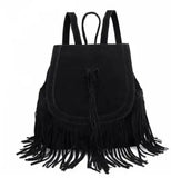 Canvas Ethnic Style Tassel Backpack Drawstring Bucket School Bag
