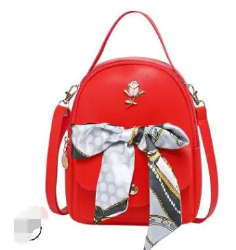 Women PU Leather Small Backpack Rose Mini Bagpack For Teenage Girls