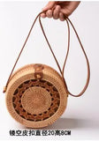 Woven Rattan Bag Round Straw Shoulder Bag Small Beach Women