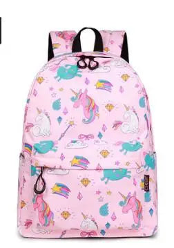 Preppy Unicorn Backpack Canvas Cartoon Double Shoulder Bag