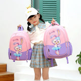 Pink Purple Cartoon Backpack for Girls
