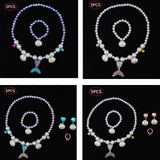 Mermaid Princess Accessories Set: Necklace, Bracelet, Ear Clip, Ring