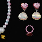 Mermaid Princess Accessories Set: Necklace, Bracelet, Ear Clip, Ring