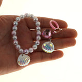 Mermaid Princess Accessories Set: Necklace, Bracelet, Ear Clip, Ring