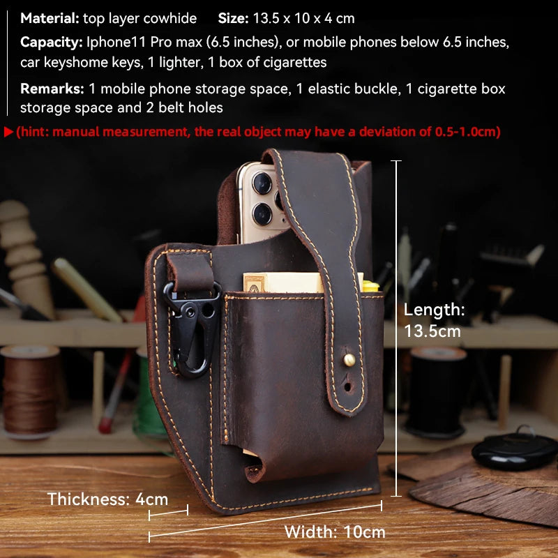 Men's Running Waist Bag with Leather Phone Pocket