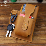 Men's Running Waist Bag with Leather Phone Pocket