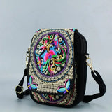 Vintage Ethnic Embroidered Canvas Shoulder Bag Women Small Purse