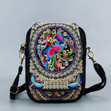 Vintage Ethnic Embroidered Canvas Shoulder Bag Women Small Purse