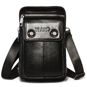 Men Business Leather Waist Pack Belt Bag Vintage Messenger Bag