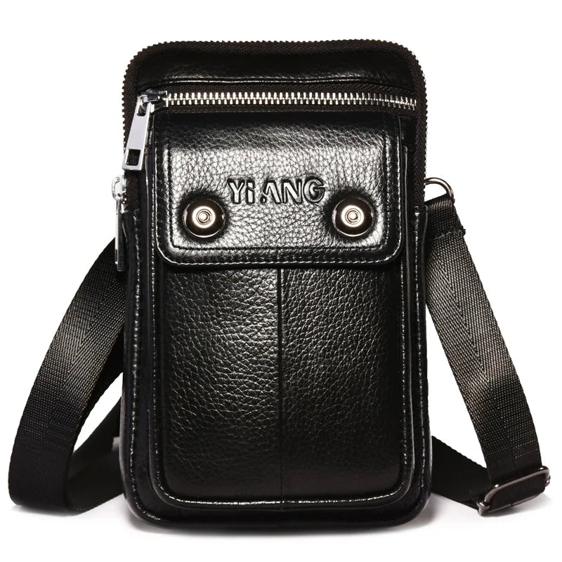 Men Business Leather Waist Pack Belt Bag Vintage Messenger Bag