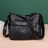 Women's Multi-pocket Shoulder Bag Retro Flower Print Crossbody Bag