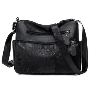 Women's Multi-pocket Shoulder Bag Retro Flower Print Crossbody Bag