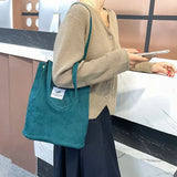 Corduroy Women's Shoulder Bag Large Capacity Retro Canvas Handbag