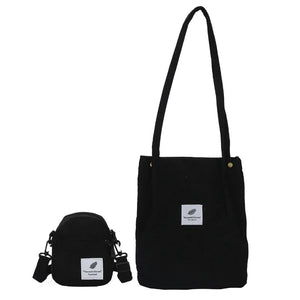 Corduroy Women's Shoulder Bag Large Capacity Retro Canvas Handbag