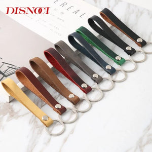 Retro Cowhide Leather Key Ring Keychain Car Keys Clip Women Men Gift