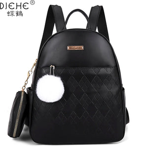 Small Leather Women Backpack Set for Teenagers Girls Female Travel Bag